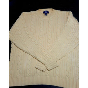Vintage Hunt Club Mens Yellow Cable Knit Crew Neck Sweater Size XL